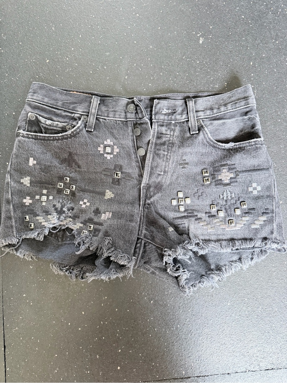 Black Levi’s Distressed Embellished Women's Denim Shorts